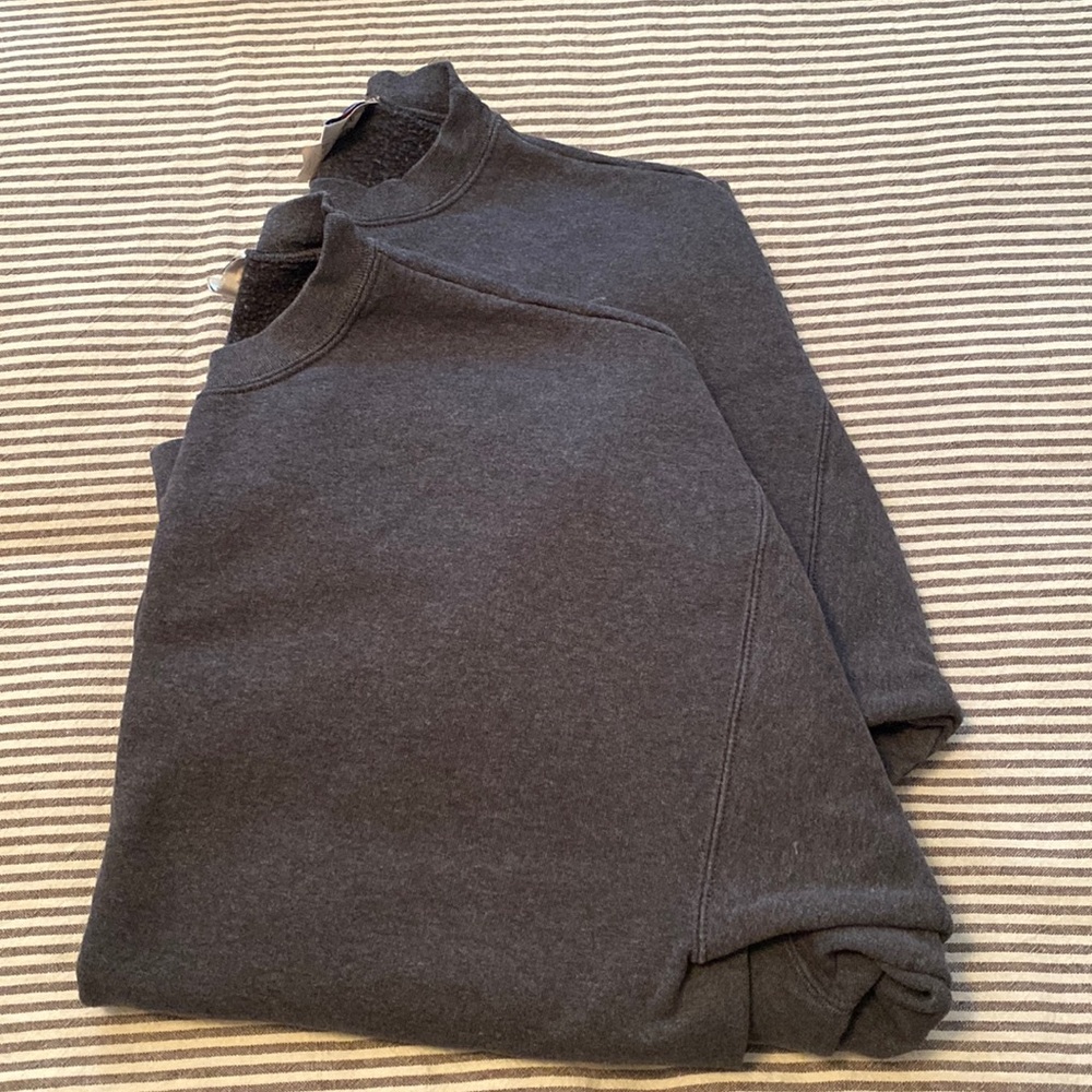 Hanes dark grey crew neck sweat shirts (2 pack!)